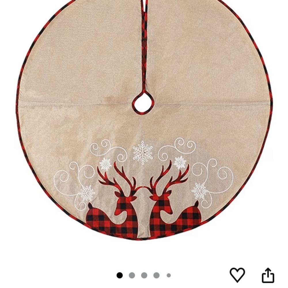 Festive Reindeer Plaid Tree Skirt - Beige and Red